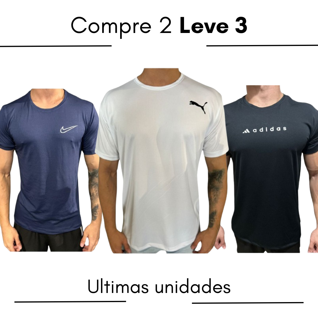 Camiseta DryFit Nike/Adidas/Puma COMPRE 2 LEVE 3